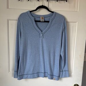 Carhartt Blue Long Sleeve Henley Shirt